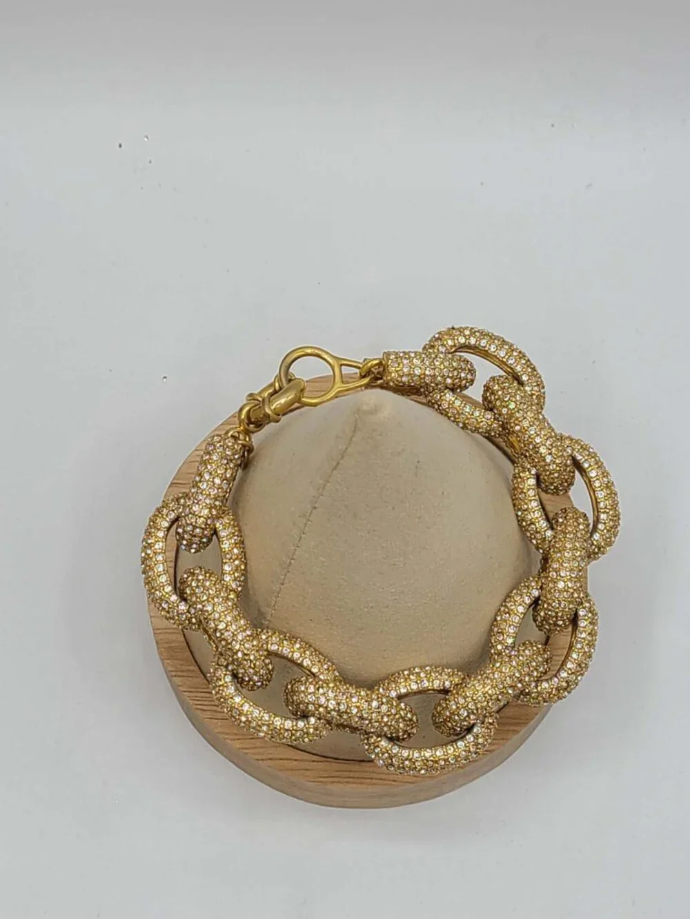 J Crew Chunky Gold Tone Pave Bracelet Like New